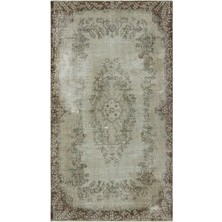 Hali.Net 131x232 cm Yeşil Vintage Anadolu Eskitme Yün Halı | Yatak Odası Çocuk Odası Salon Halısı | Doğal Yün El Yapımı El Dokuma Hav Vermez | UNİQUE-34303