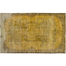 Sarı Göbekli Yün Modern Desenli Yün Hav Toz Vermez Leke Tutmayan Salon Yolluk Mutfak El Dokuma Halı