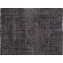 Hali.Net 288x390 cm Gri Koyu Gri Bitkisel Vintage Madalyonlu Halı | Salon Yatak Odası Halısı | Hav Vermez | UNİQUE-11042