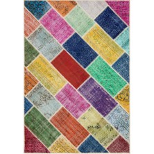Hali.Net 162x233 cm Bej Çok Renkli Çiçekli Patchwork Yamalı (patchwork) Halı | Salon Yatak Odası Halısı | Hav Vermez | UNİQUE-35837
