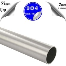 Krom Boru | Paslanmaz Çelik 1 Metre Boyunda | Et Kalınlığı: 2mm | 304 Kalite