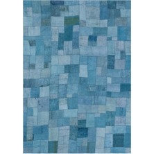 Hali.Net 160x230 cm Mavi Teselya Anadolu Yün Halı | Salon Yatak Odası Halısı | Doğal Yün El Yapımı El Dokuma Hav Vermez | UNİQUE-33002