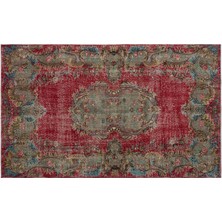 Kırmızı Göbekli Yün Modern Desenli Yün Hav Toz Vermez Leke Tutmayan Salon Yolluk Mutfak El Dokuma Halı