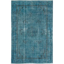 Hali.Net 167x253 cm Gri Turkuaz Bitkisel Vintage Bordürlü Halı | Salon Yatak Odası Halısı | Hav Vermez | UNİQUE-12638