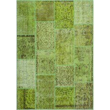 Hali.Net 160x230 cm Yeşil Eskitme El Dokuma Yün Halı | El Yapımı Doğal Yün Salon Halısı | Geleneksel Anadolu Hav Vermez | UNİQUE-26477