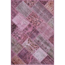 Iskece Pembe Eskitme Etnik Modern Desenli Yün Hav Toz Vermez Leke Tutmayan Salon Yolluk Mutfak El Dokuma Halı