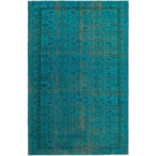 Hali.Net 177x270 cm Mavi Turkuaz Bitkisel Vintage Geleneksel Halı | Salon Yatak Odası Halısı | Hav Vermez | UNİQUE-19565