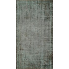 Hali.Net 160x302 cm Mavi Yeşilimsi Gri Belirsiz Vintage Eskitme Halı | Salon Yatak Odası Halısı | Hav Vermez | UNİQUE-34293
