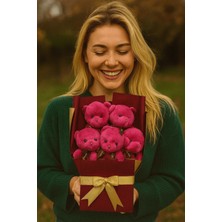 5’li Sevimli Fuşya Peluş Ayıcıklar Buketi Sevgiliye doğum Günü Özel Günlere Romantik Sürprz hediye