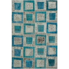 Hali.Net 160x238 cm Mavi Atina Anadolu Yün Halı | Salon Yatak Odası Halısı | Doğal Yün El Yapımı El Dokuma Hav Vermez | UNİQUE-24909