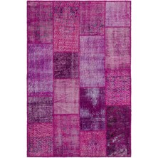 Iskece Pembe Eskitme Etnik Modern Desenli Yün Hav Toz Vermez Leke Tutmayan Salon Yolluk Mutfak El Dokuma Halı