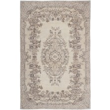 Hali.Net 173x268 cm Bej Vintage El Dokuma Yün Halı | El Yapımı Doğal Yün Salon Halısı | Geleneksel Anadolu Hav Vermez | UNİQUE-15911