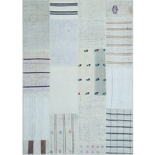 Teselya Bej Çizgili Yün Modern Desenli Yün Hav Toz Vermez Leke Tutmayan Salon Yolluk Mutfak El Dokuma Halı