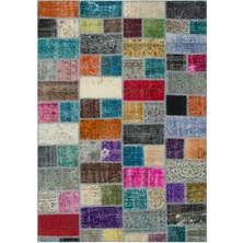 Hali.Net 171x245 cm Bej Çok Renkli Çeşitli Bohem Patchwork Halı | Salon Yatak Odası Halısı | Hav Vermez | UNİQUE-20606
