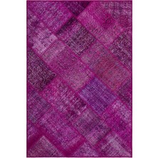 Iskece Pembe Eskitme Etnik Modern Desenli Yün Hav Toz Vermez Leke Tutmayan Salon Yolluk Mutfak El Dokuma Halı