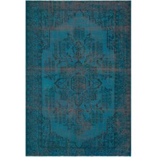Hali.Net 182x265 cm Çok Renkli Turkuaz Medalyonlu Vintage Geleneksel Halı | Salon Yatak Odası Halısı | Hav Vermez | UNİQUE-29690