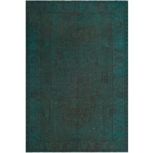 Atina Turkuaz Eskitme Yün Modern Desenli Yün Hav Toz Vermez Leke Tutmayan Salon Yolluk Mutfak El Dokuma Halı