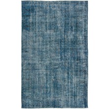 Atina Turkuaz Eskitme Yün Modern Desenli Yün Hav Toz Vermez Leke Tutmayan Salon Yolluk Mutfak El Dokuma Halı