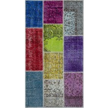 Hali.Net 80x150 cm Bej Çok Renkli Geleneksel Bohem Patchwork Halı | Salon Mutfak Halısı | Hav Vermez | UNİQUE-26165