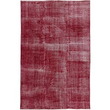 Atina Kırmızı Eskitme Yün Modern Desenli Yün Hav Toz Vermez Leke Tutmayan Salon Yolluk Mutfak El Dokuma Halı