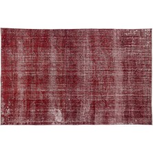 Hali.Net 200x315 cm Kırmızı Vintage Anadolu Eskitme Yün Halı | Salon Yatak Odası Halısı | Doğal Yün El Yapımı El Dokuma Hav Vermez | UNİQUE-10493