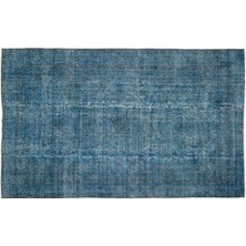 Turkuaz Eskitme Yün Modern Desenli Yün Hav Toz Vermez Leke Tutmayan Salon Yolluk Mutfak El Dokuma Halı