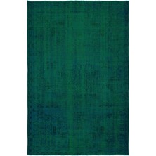 Teselya Mavi Patchwork Yün Modern Desenli Yün Hav Toz Vermez Leke Tutmayan Salon Yolluk Mutfak El Dokuma Halı