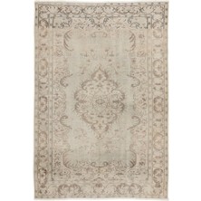 Hali.Net 183x270 cm Bej Vintage El Dokuma Yün Halı | El Yapımı Doğal Yün Salon Halısı | Geleneksel Anadolu Hav Vermez | UNİQUE-7731