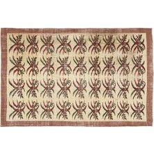 Kırmızı Çiçekli Yün Modern Desenli Yün Hav Toz Vermez Leke Tutmayan Salon Yolluk Mutfak El Dokuma Halı