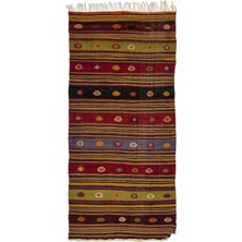Hali.Net 153x323 cm Sarı Atina Anadolu Yün Halı | Salon Yatak Odası Halısı | Doğal Yün El Yapımı El Dokuma Hav Vermez | UNİQUE-876