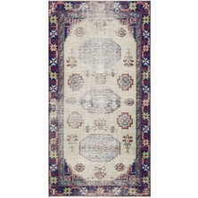 Hali.Net 087x168 cm Krem Atina El Dokuma Yün Halı | El Yapımı Doğal Yün Salon Halısı | Geleneksel Anadolu Hav Vermez | UNİQUE-35590