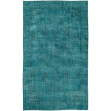 Hali.Net 168x286 cm Gri Turkuaz Soyut Vintage Eskitme Halı | Salon Yatak Odası Halısı | Hav Vermez | UNİQUE-14360