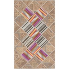 Hali.Net 132x222 cm Bej Teselya Anadolu Yün Halı | Yatak Odası Çocuk Odası Salon Halısı | Doğal Yün El Yapımı El Dokuma Hav Vermez | UNİQUE-1492