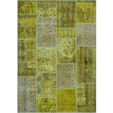 Hali.Net 160x230 cm Yeşil Eskitme El Dokuma Yün Halı | El Yapımı Doğal Yün Salon Halısı | Geleneksel Anadolu Hav Vermez | UNİQUE-26295