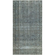 Hali.Net 142x258 cm Bej Mavi Gri Bitkisel Vintage Geleneksel Halı | Salon Yatak Odası Halısı | Hav Vermez | UNİQUE-20000