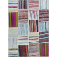 Atina Turkuaz Eskitme Yün Modern Desenli Yün Hav Toz Vermez Leke Tutmayan Salon Yolluk Mutfak El Dokuma Halı