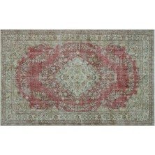 Kırmızı Göbekli Yün Modern Desenli Yün Hav Toz Vermez Leke Tutmayan Salon Yolluk Mutfak El Dokuma Halı