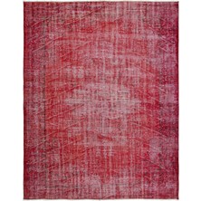 Hali.Net 195x243 cm Bej Kırmızı Soyut Vintage Eskitme Halı | Salon Yatak Odası Halısı | Hav Vermez | UNİQUE-18322