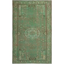 Hali.Net 178x285 cm Bej Yeşil Madalyon Vintage Geleneksel Halı | Salon Yatak Odası Halısı | Hav Vermez | UNİQUE-18688