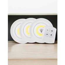 Spot Lamba LED Işık 3'lü Uzaktan Kumandalı Pilli Yapışkanlı Kablosuz