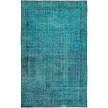 Hali.Net 193x312 cm Kırmızı Turkuaz Soyut Vintage Eskitme Halı | Salon Yatak Odası Halısı | Hav Vermez | UNİQUE-14250