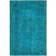 Atina Turkuaz Eskitme Yün Modern Desenli Yün Hav Toz Vermez Leke Tutmayan Salon Yolluk Mutfak El Dokuma Halı