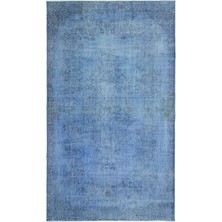 Hali.Net 163x281 cm Sarı Mavi Soyut Vintage Eskitme Halı | Salon Yatak Odası Halısı | Hav Vermez | UNİQUE-23538
