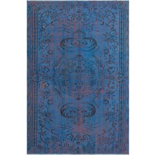 Hali.Net 161x244 cm Mor Mavi Bitkisel Vintage Geleneksel Halı | Salon Yatak Odası Halısı | Hav Vermez | UNİQUE-28688
