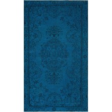 Hali.Net 148x262 cm Bej Petrol Mavisi Bitkisel Vintage Geleneksel Halı | Salon Yatak Odası Halısı | Hav Vermez | UNİQUE-26902