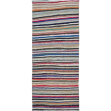 Hali.Net 151x360 cm Gri Eskitme El Dokuma Yün Halı | El Yapımı Doğal Yün Salon Halısı | Geleneksel Anadolu Hav Vermez | UNİQUE-32848