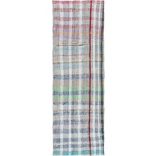 Hali.Net 77x232 cm Bej Çok Renkli Geometrik Bohem Kareli Halı | Mutfak Koridor Halısı | Hav Vermez | UNİQUE-32189