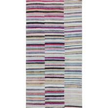 Hali.Net 166x303 cm Bej Çok Renkli Çizgili Bohem Çizgili Halı | Salon Yatak Odası Halısı | Hav Vermez | UNİQUE-31770