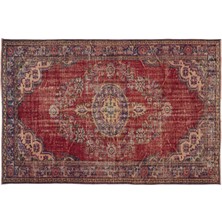 Hali.Net 184x280 cm Kırmızı Vintage El Dokuma Yün Halı | El Yapımı Doğal Yün Salon Halısı | Geleneksel Anadolu Hav Vermez | UNİQUE-10212