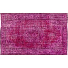 Hali.Net 175x276 cm Pembe Vintage El Dokuma Yün Halı | El Yapımı Doğal Yün Salon Halısı | Geleneksel Anadolu Hav Vermez | UNİQUE-10051